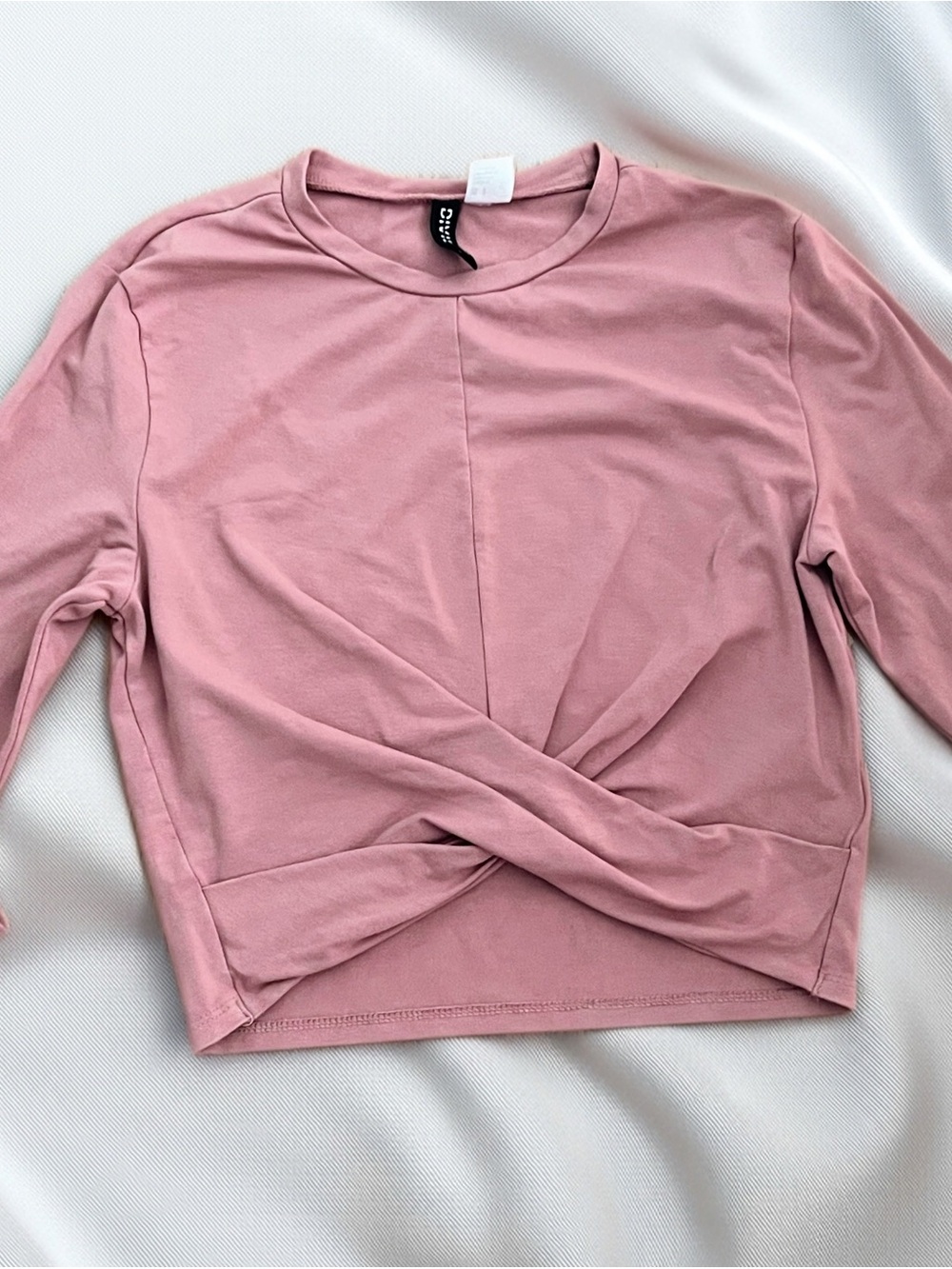 H&M Dusty Rose Twist-Front Long Sleeve Top